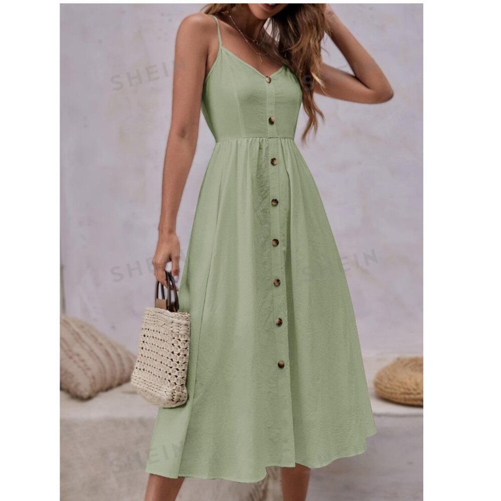 NEW!! Sizes 6 Zip Back Fake Button Cami Dress
